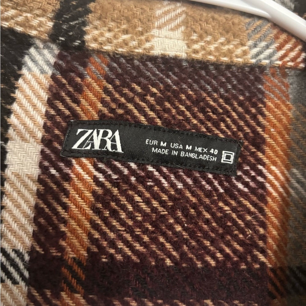 Zara Brown and Tan Plaid Shirt Jacket - Picture 2 of 4